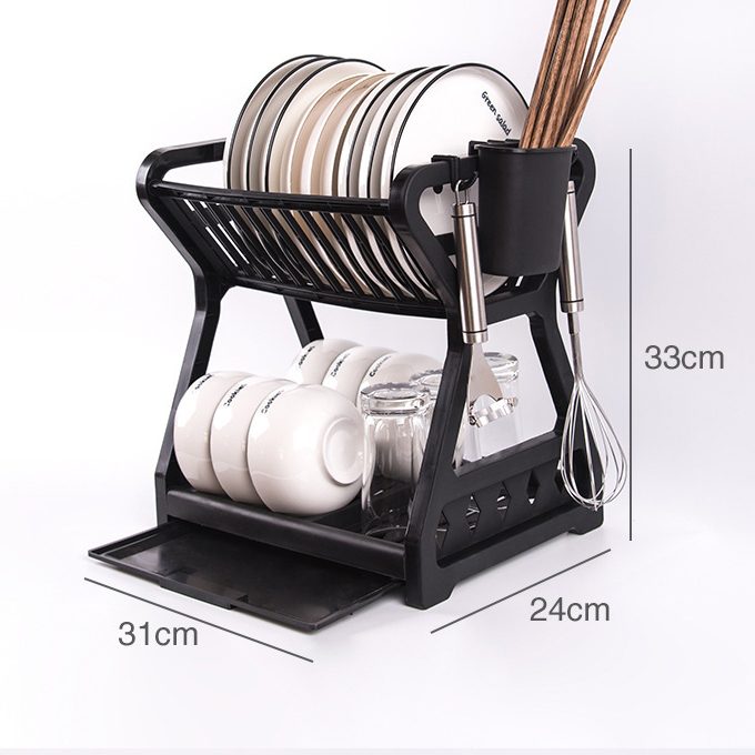 Dish Rack Kitchen Storage Dish Rack Multi Functional Drain Rack Popular Household Double-Layer Kitchen Storage Rack Water Filtering Rack