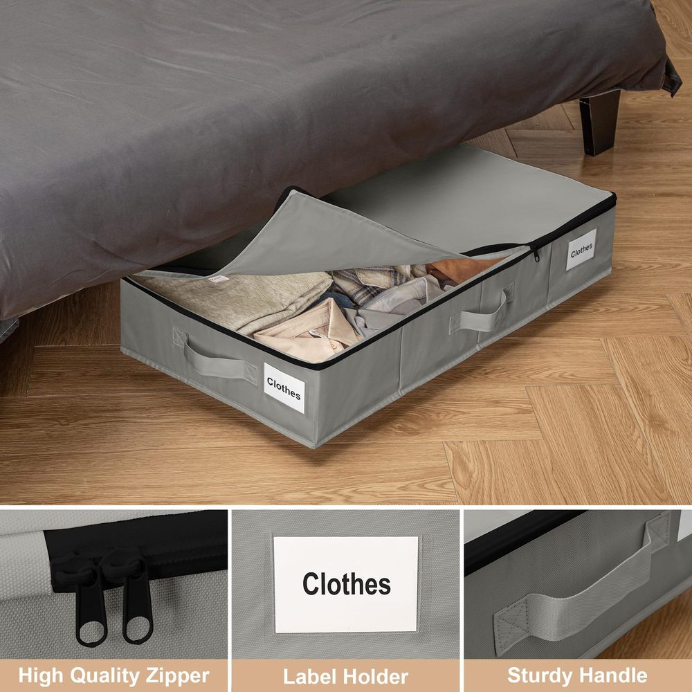 under bed storage | 亚马逊爆款床底带轮移动收纳箱可折叠防尘收纳盒衣服杂物储物箱
