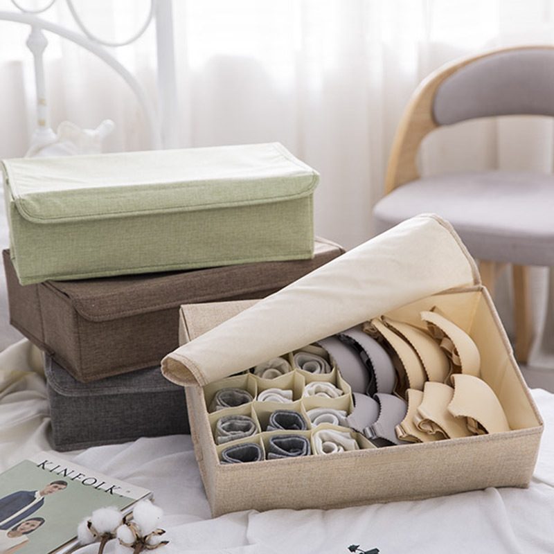 Foldable Washable Cotton Linen Underwear Storage Box