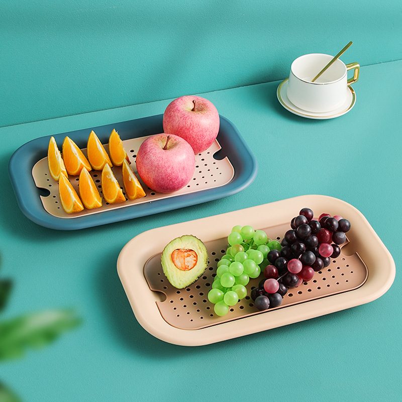 Fruit Tray Creative Personality Modern Double Layer Drain Tray Nordic Style Living Room Coffee Table Candy Basket Snack Tray