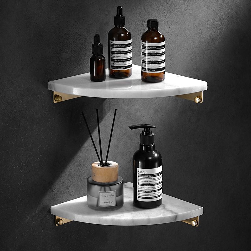shower shelf no drill | 不锈钢金色白色大理石置物架卫生间角架浴室淋浴房转角架双层