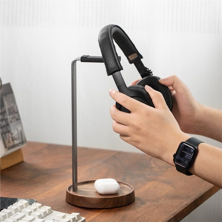 Premium Walnut Wood Real Wood Headphone Stand, Wooden Headphone…