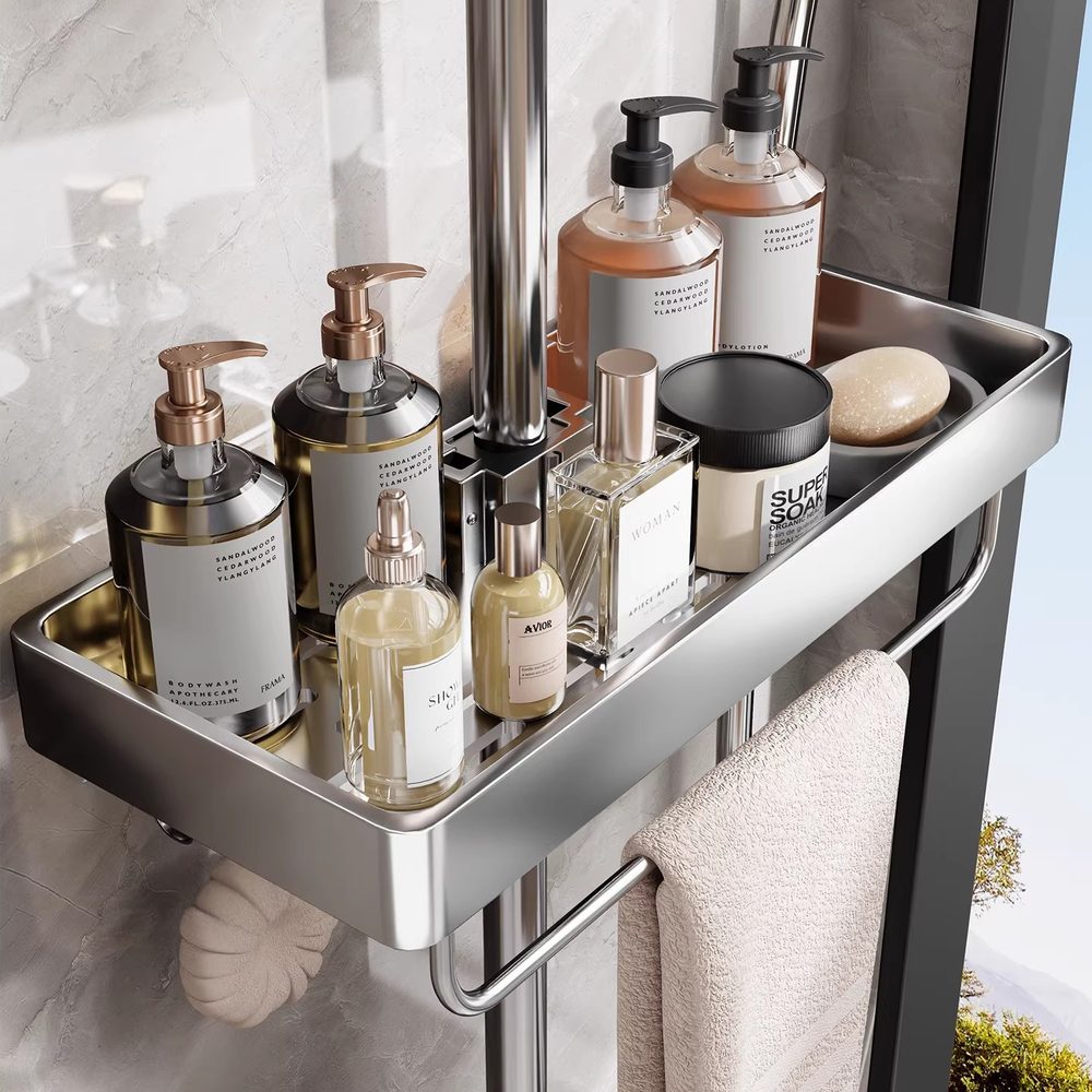 Bathroom Shower Shelf No Drilling Required For The Toilet