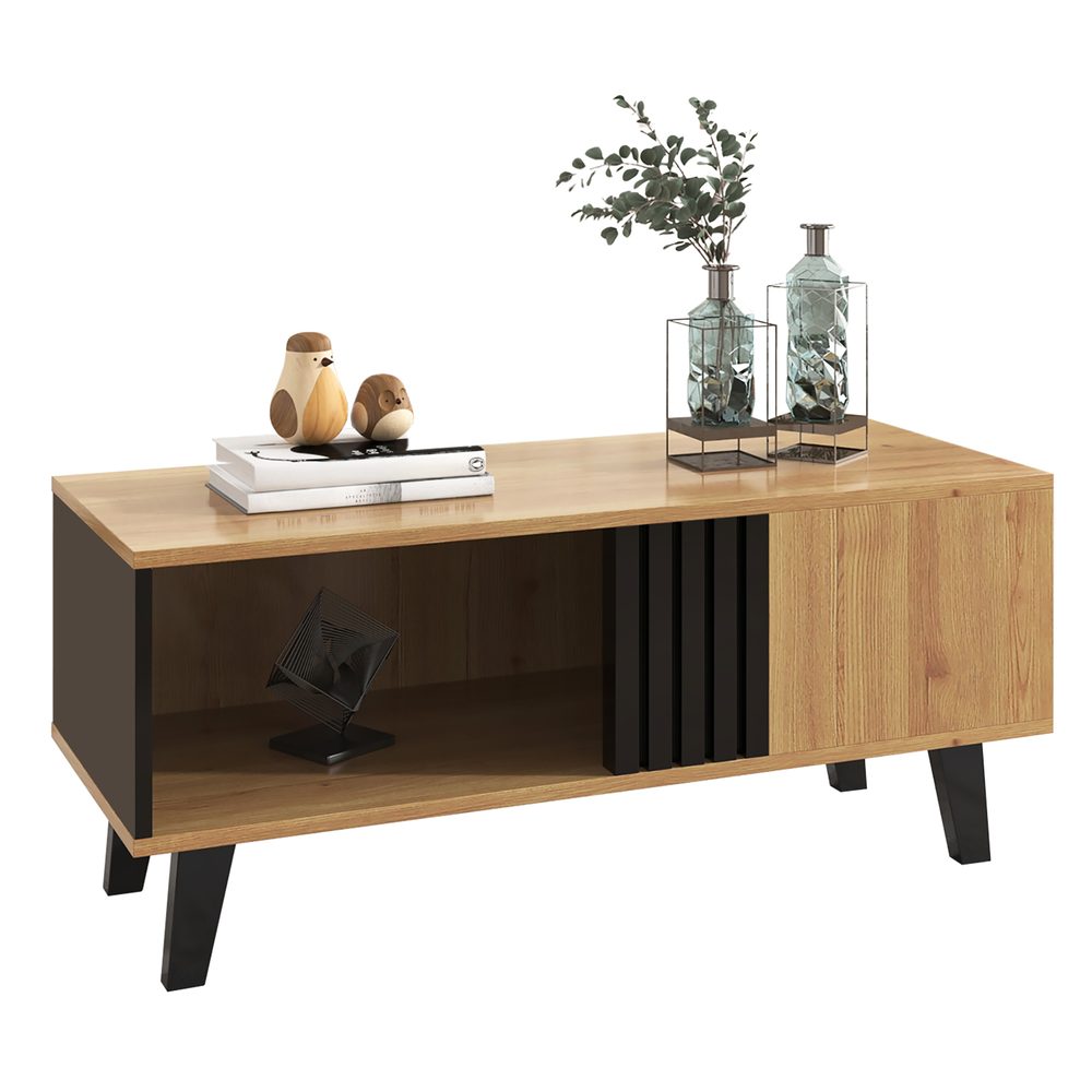 100 X 60 X 45 Cm Coffee Table In Colored Wood And Black Design, Living Room Table With Drawer Side Table, Versatile Storage And Unique Appearance. OLD SKU WF313223SAA