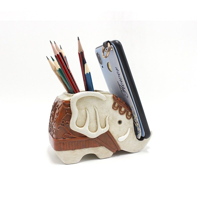 Elephant pen holder ornament creative resin animal shaped mobile…