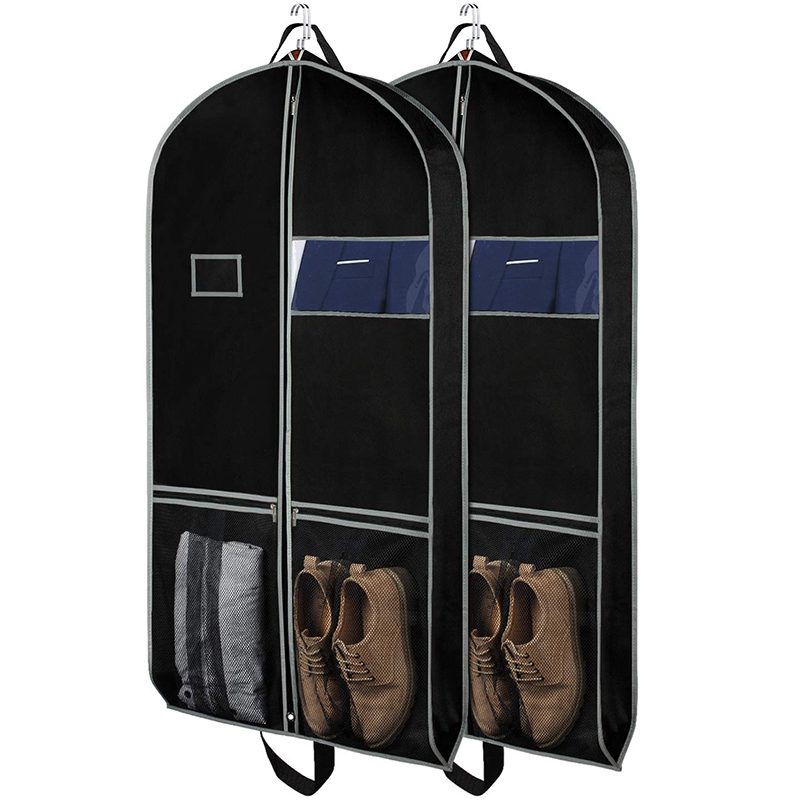 2PCS 43 Inch Garment Bags Dustproof Storage Bag for Storage Travel Nonwoven Fabric Dress Bag Suit Bag Garment Bag with 2 Large Mesh Pock
