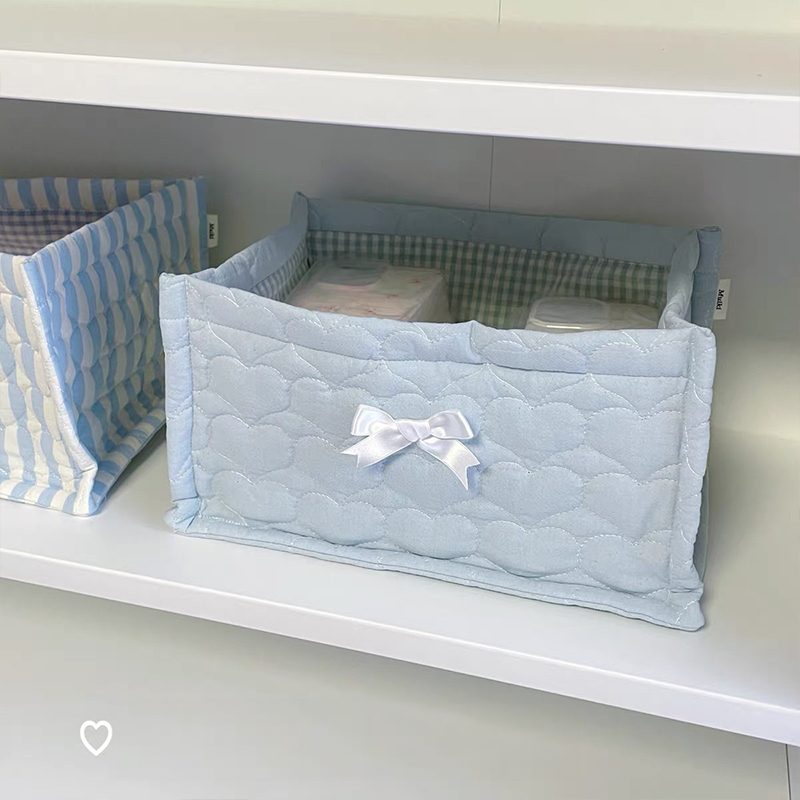 1pc Square Storage Basket: Desktop Organizer, Korean Quilted…