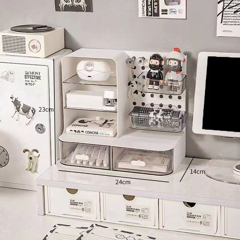 Adorable Desk Organizer with Hook Drawer, Hole Board, Card Display…