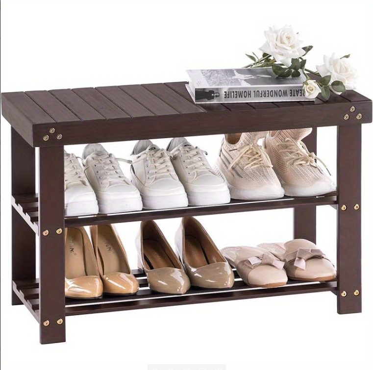 3-Tier Bamboo Shoe Rack With Bench - Heavy-Duty Shoe Cabinet &, Tool-Free Assembly In 5 Mins