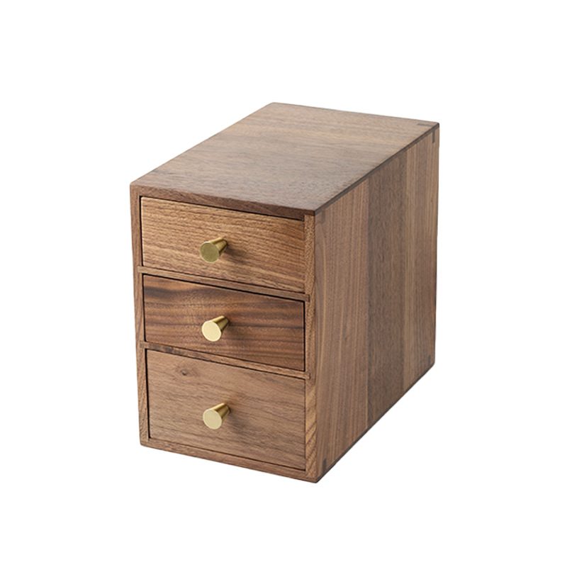 Solid wood drawer desktop storage box black walnut small wooden…