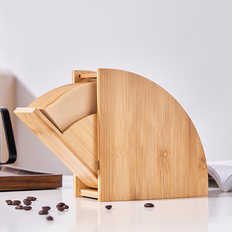 Hand Brewed Coffee Solid Wood Filter Paper Storage Rack Coffee Filter Paper Storage Box Wooden Dustproof Wooden Bracket