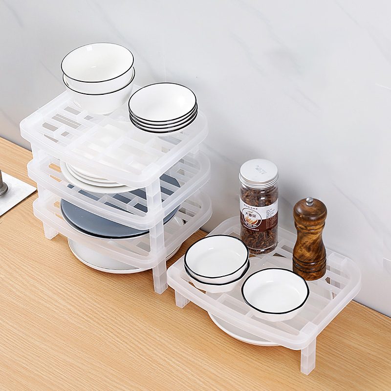 Stackable Plate Rack Support Kitchen Supplies Rack Cabinet Put Bowl Rack Plastic Draining Dish Storage Rack