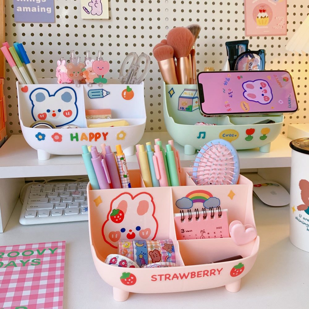 Simple Ins Style Desktop Pen Holder Cute Stationery Storage Box…