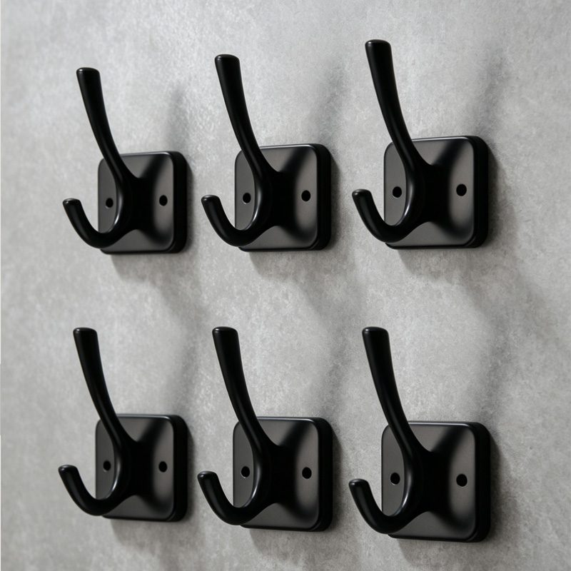 6pcs Black Single Hook Vintage Wall Hanger Minimalist Coat Hooks Wall Mount For Bathroom Kitchen Closet