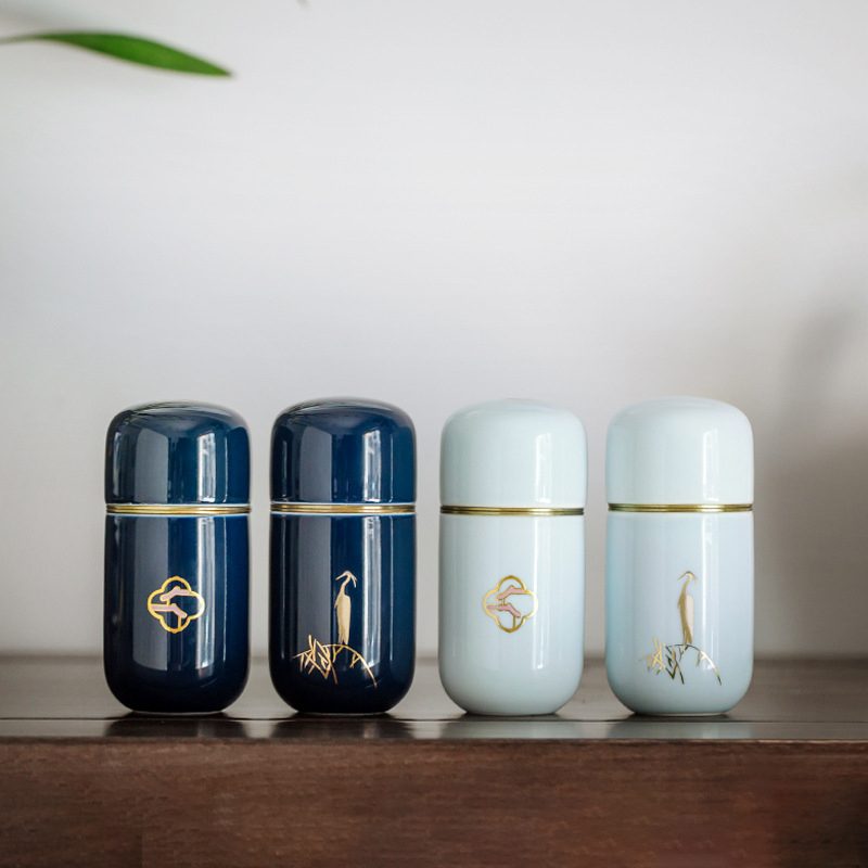 Ceramic Tea Jar Japanese Travel Mini Tea Storage Box Vintage Jar Green Tea Storage Containers