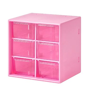 Desktop storage box-6 square grid-rose red-modified benzene + high…