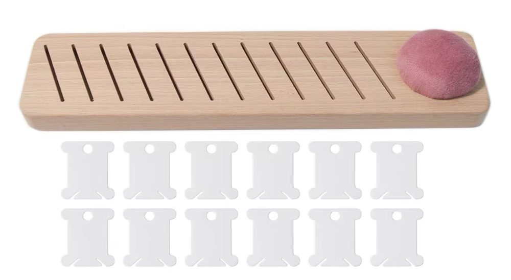 bobbin rack for embroidery floss wooden thread winder desk organizer needle pad case