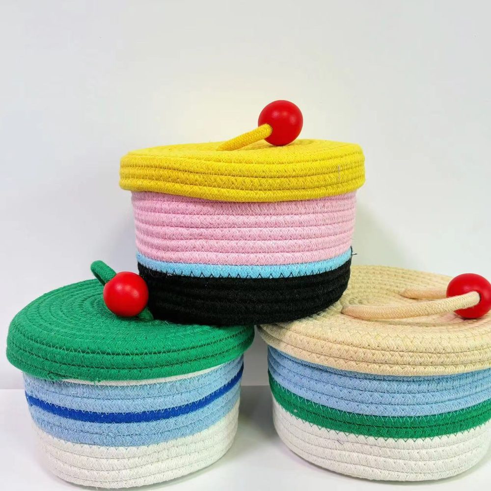 Home Cotton Weaving Storage Basket Ins Wind Vegetable Toy Storage Basket Living Room Miscellaneous Display Underwear Storage Basket