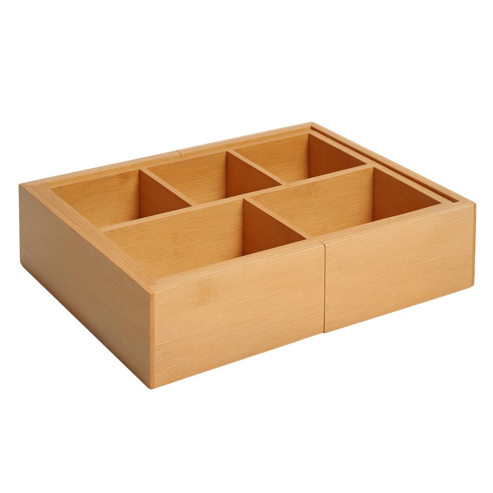 Aufbewahrungsbox Ordnungsbox Schubladen Organizer Ausziehbar Bambus Natur 24,6 X 17,6 X 7 Cm