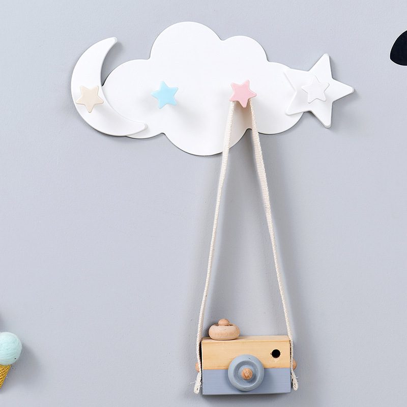 Creative star moon cloud shape without nails hat clothes hooks shelf hanging hanger