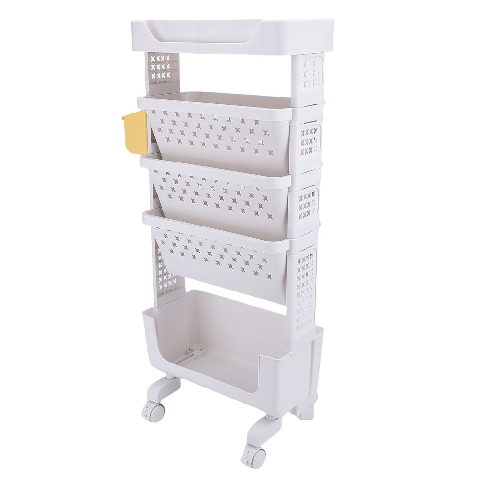 Rolling Book Cart 5 Tier PP Multi Functional Movable Storage Book…