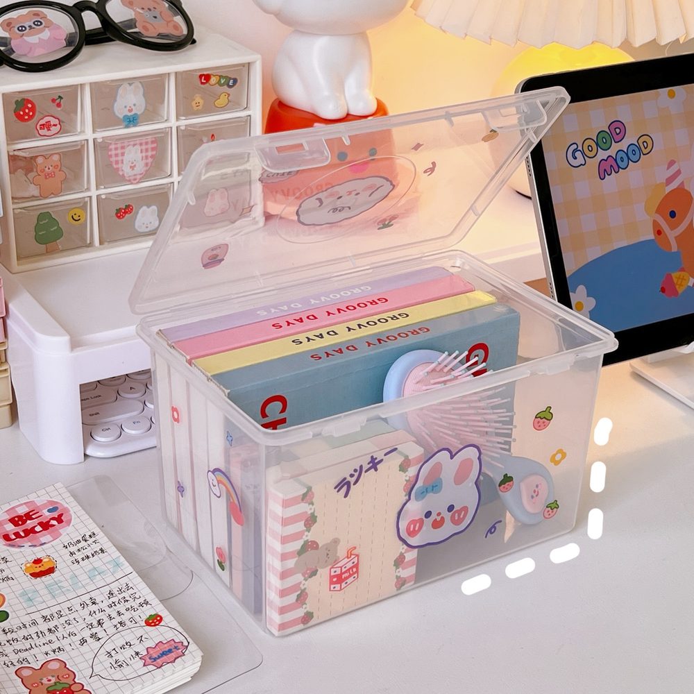 Simple Large Capacity Student Desktop Storage Box Transparent Ins…