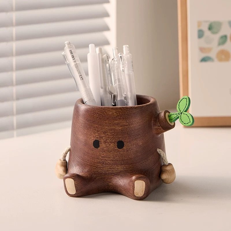 Solid wood pen holder ornament creative gift office desktop storage…