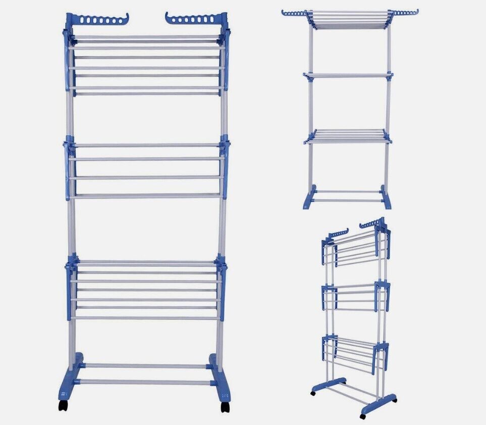 4 Tier Clothes Towel Airer Dryer Rack Foldable Dry Rail Hanger Laundry Indoor Outdoor