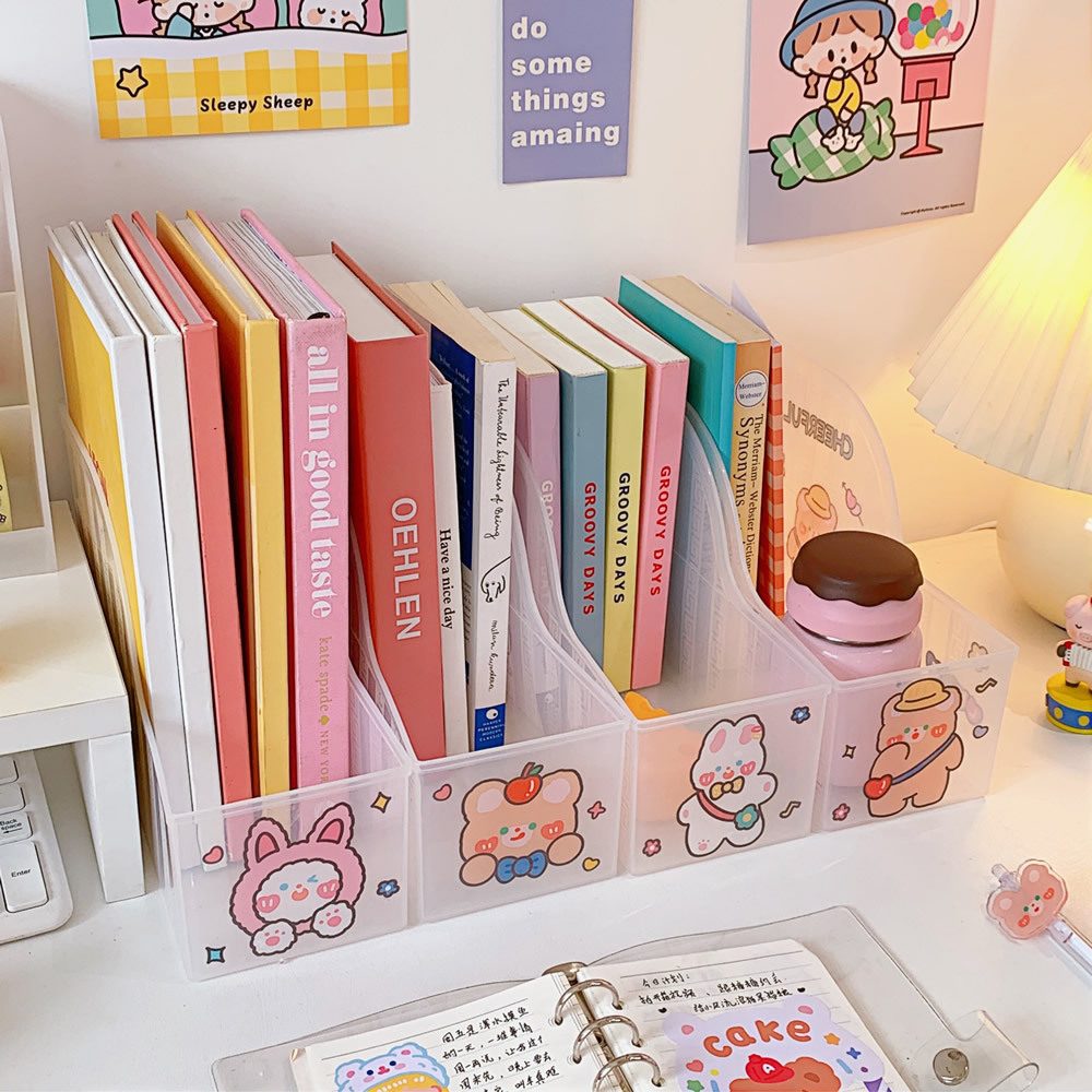 Transparent Ins Book Stand Net Red Large Capacity Student Desktop Book Shelf Multi Functional Cosmetic Storage Box Storage