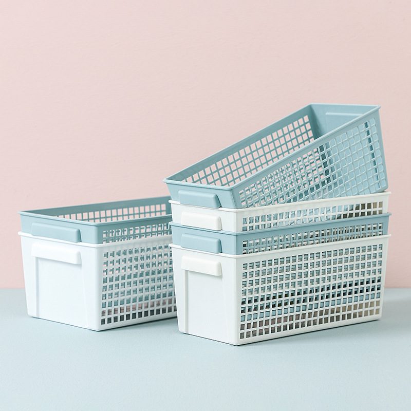 Desktop Snack Storage Basket Hollow Storage Basket Portable Rectangular Plastic Box Storage Sundries Box Basket