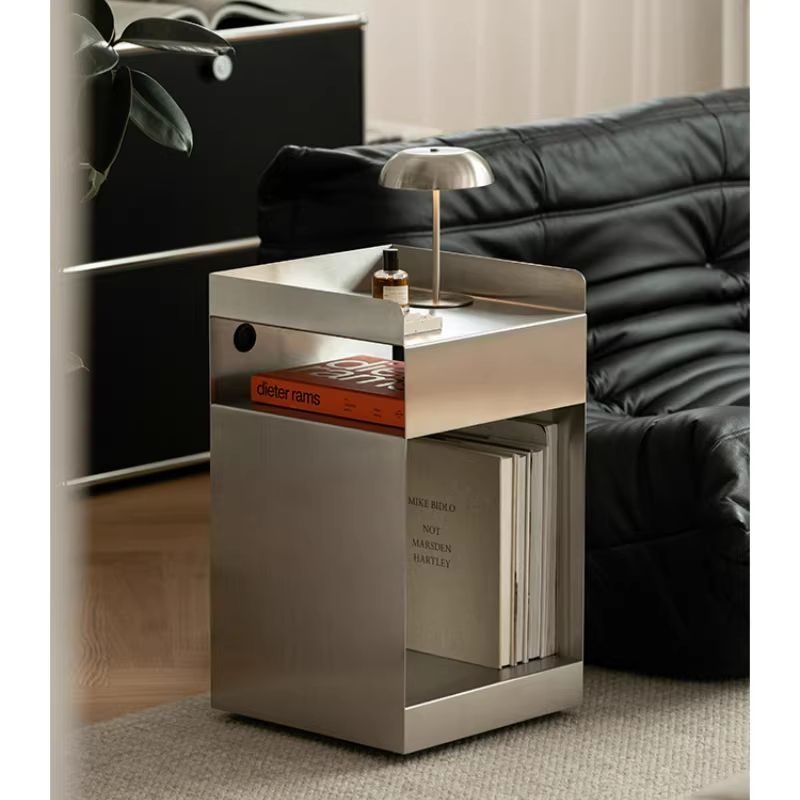 cube storage organizer | 不锈钢魔方边柜北欧工业风可移动床头柜整装沙发边几卧室收纳家居